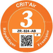 Crit'Air Clean Air certificate; order here